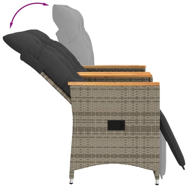 vidaXL 2-personers havesofa med bord og lænefunktion polyrattan grå
