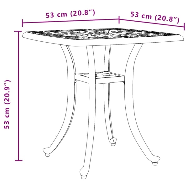 vidaXL Puutarhapöytä pronssi 53x53x53 cm valualumiini