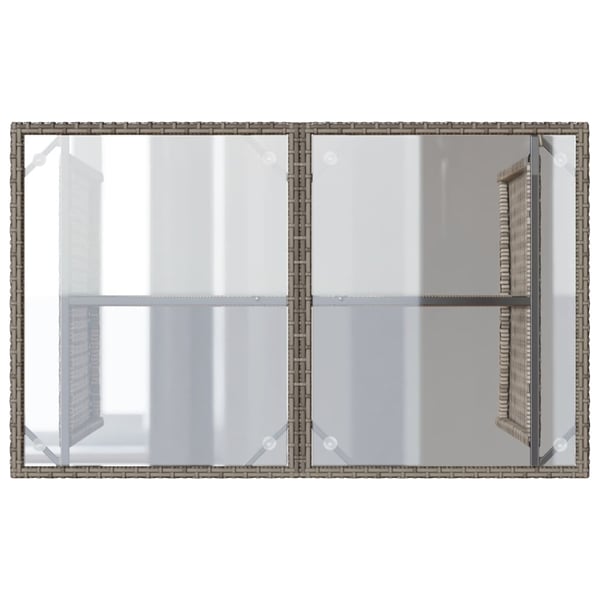 vidaXL Puutarhapöytä lasipöytälevy harmaa 110x68x70 cm polyrottinki