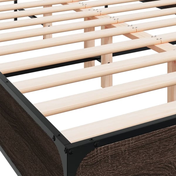 vidaXL Sengeramme brun eik 120x190 cm konstruert tre og metall
