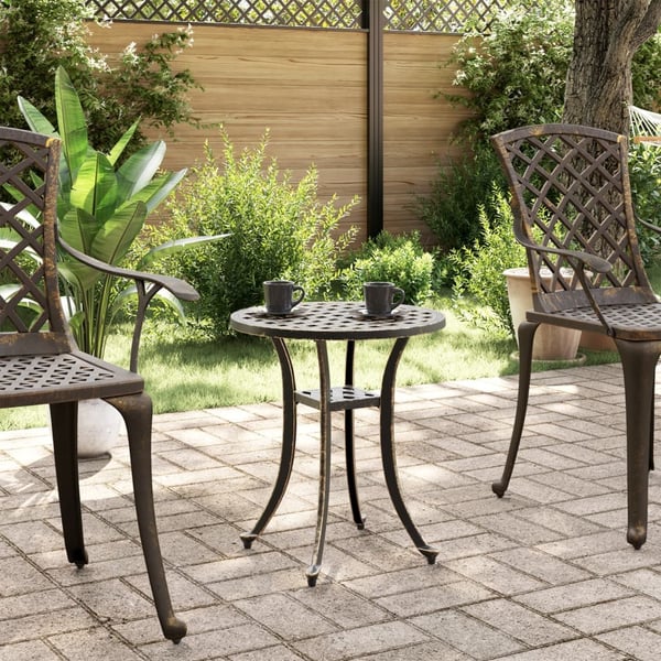 vidaXL Hagebord bronse Ø48x53 cm støpt aluminium