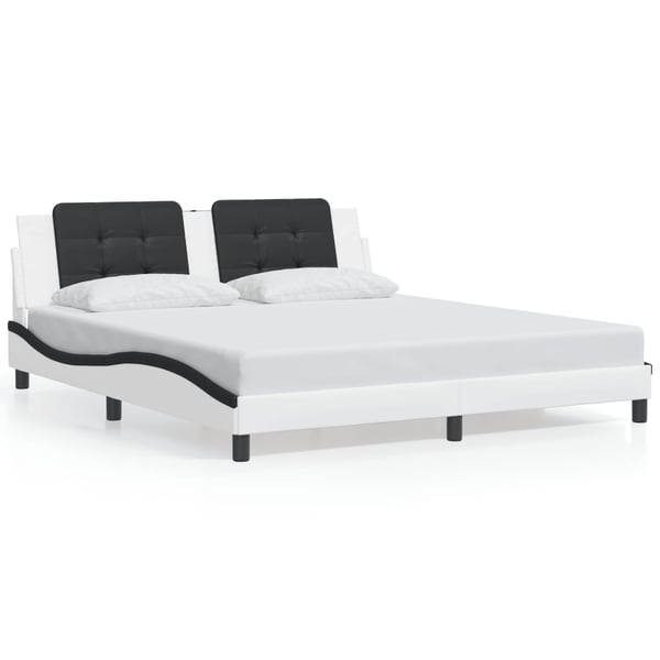 vidaXL sengeramme med LED uden madras Zadar 180x200 cm sort og hvid