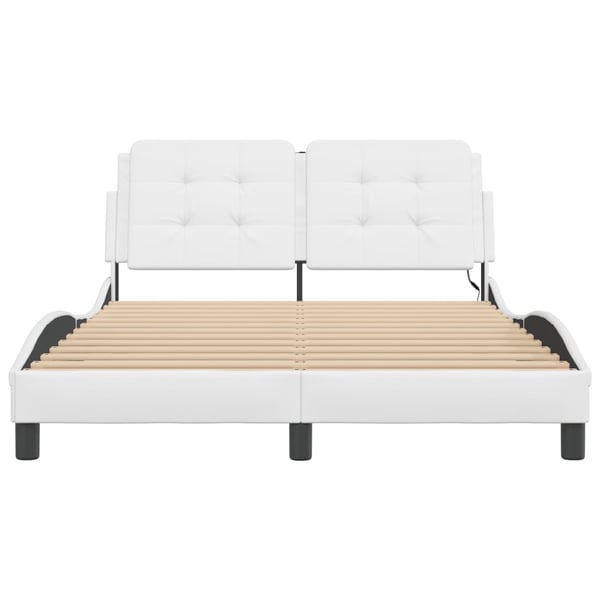 vidaXL sengeramme med LED uden madras Zadar 140x190 cm hvid