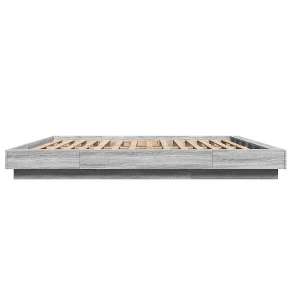vidaXL Sengeramme med LED-lys grå sonoma 180x200 cm konstruert tre