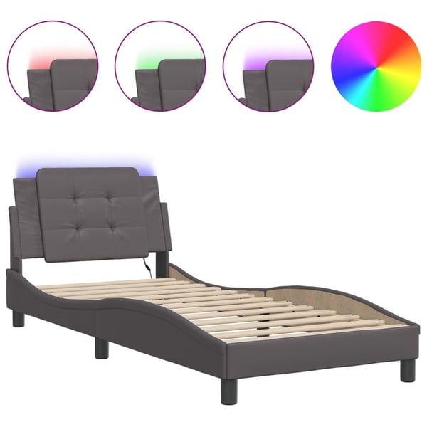 vidaXL sengeramme med LED uden madras Zadar 80x200 cm grå