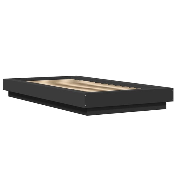 vidaXL Sengeramme med LED-lys svart 100x200 cm konstruert tre