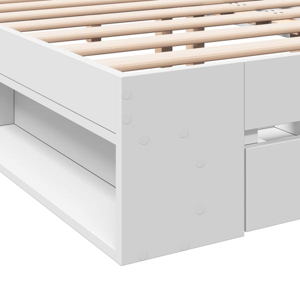 vidaXL Sengeramme med skuffer hvit 120x200 cm konstruert tre