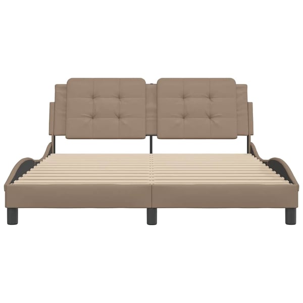 vidaXL sengeramme uden madras Zadar 160x200 cm kunstlæder cappuccinofarvet