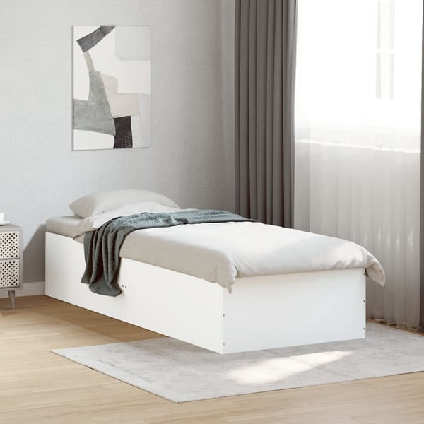 vidaXL Sängram vit 90x200 cm konstruerat trä