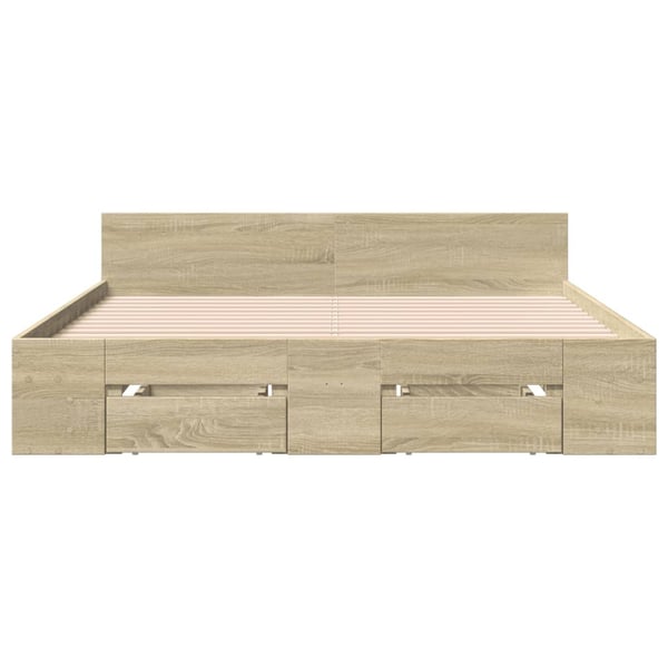 vidaXL Sengeramme med skuffer sonoma eik 135x190 cm konstruert tre