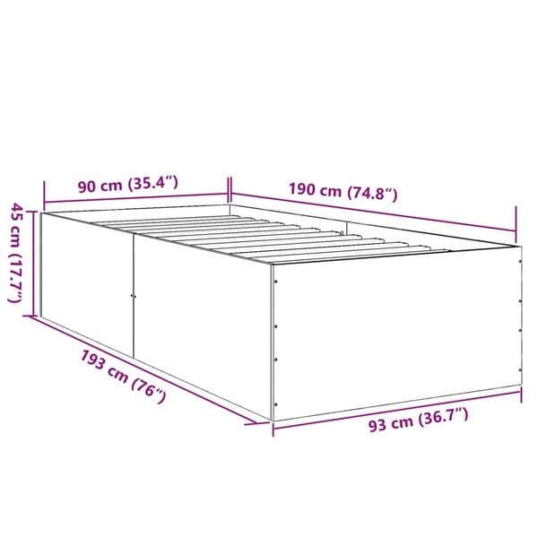 vidaXL Sengeramme brun eik 90x190 cm konstruert tre