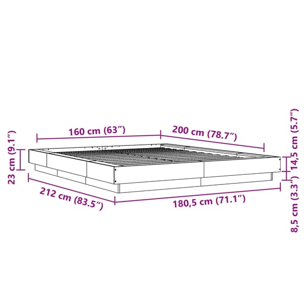 vidaXL Sängram vit 160x200 cm konstruerat trä