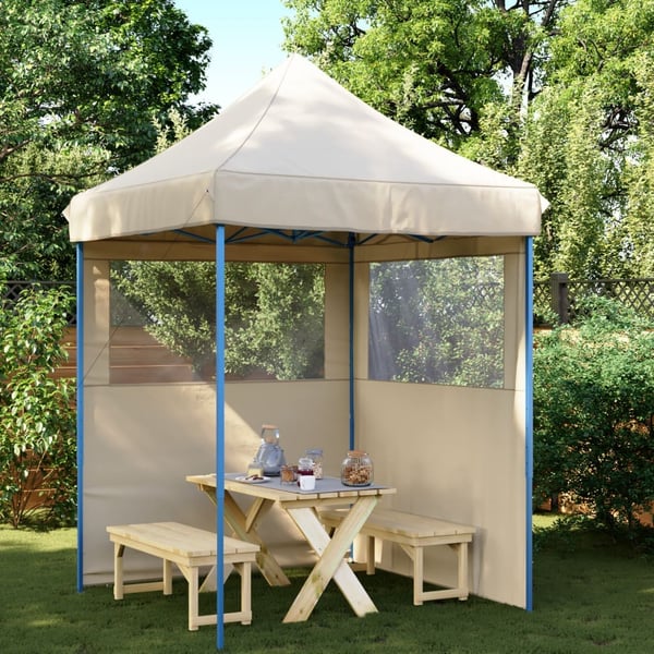 vidaXL pop op-festtelt med 2 sidevægge foldbart beige