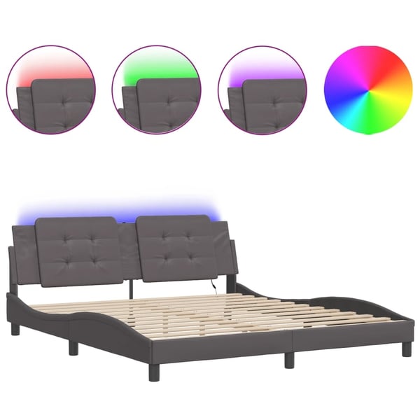vidaXL sengeramme med LED uden madras Zadar 180x200 cm sort