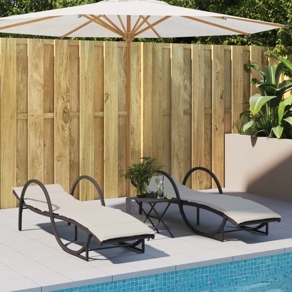 vidaXL liggestol med hynde 60x199x42 cm polyrattan sort