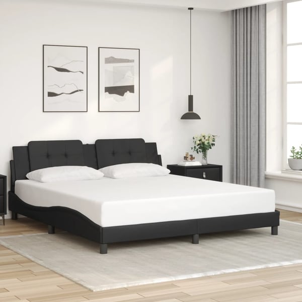 vidaXL sengeramme med LED uden madras Zadar 180x200 cm sort