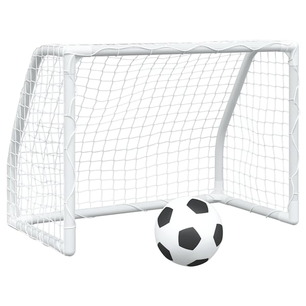 vidaXL Fotballmål for barn 2 stk med ball hvit 64x35x48 cm metall