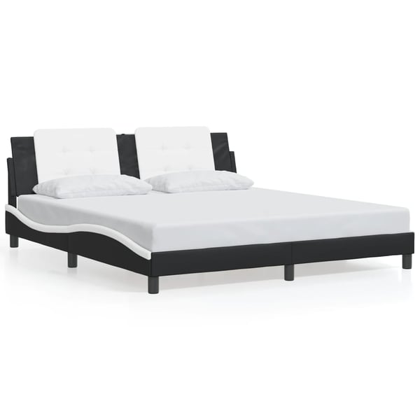 vidaXL sengeramme med LED uden madras Zadar 180x200 cm sort og hvid