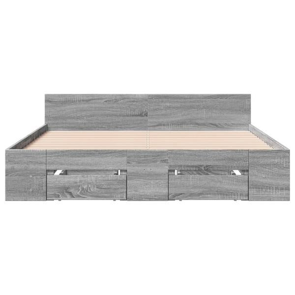 vidaXL Sengeramme med skuffer grå sonoma 135x190 cm konstruert tre