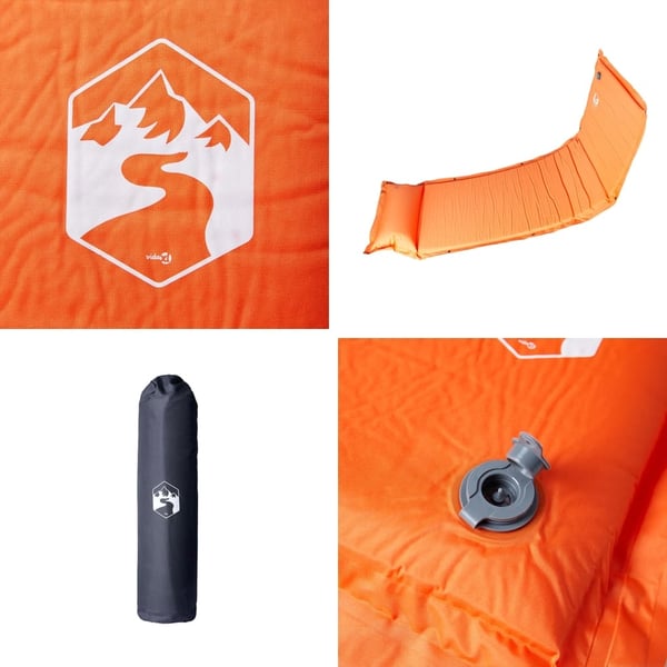 vidaXL Selvoppblåsende campingmadrass med pute for 1 person oransje