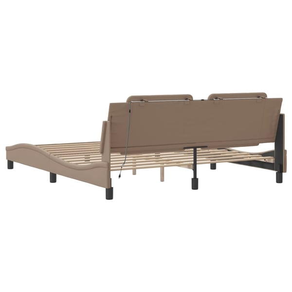 vidaXL sengeramme med LED uden madras Zadar 180x200 cm cappuccinofarvet