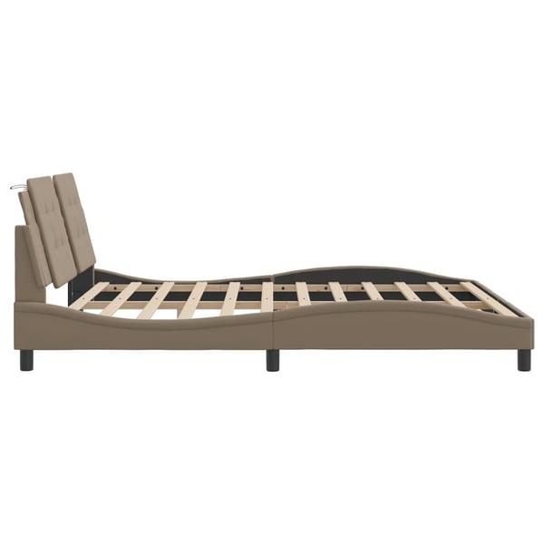 vidaXL sengeramme med LED uden madras Zadar 180x200 cm cappuccinofarvet