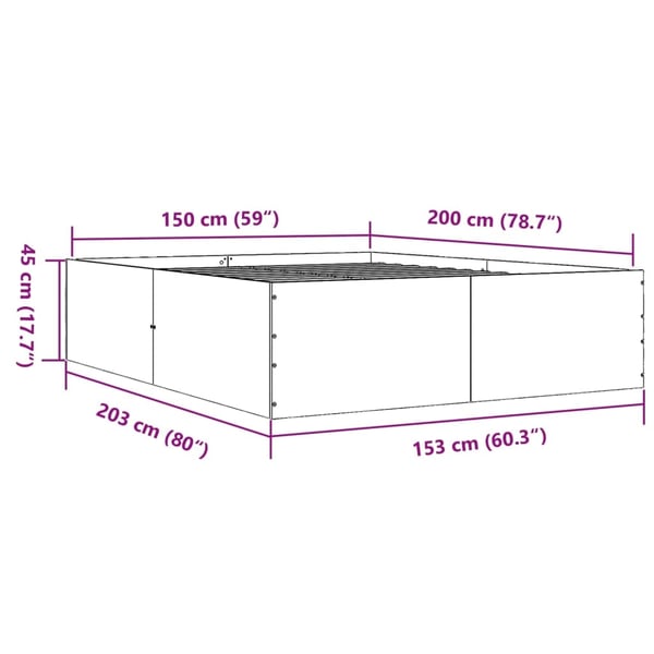 vidaXL Sengeramme grå sonoma 150x200 cm konstruert tre