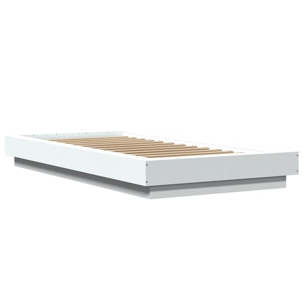 vidaXL Sengeramme med LED-lys hvit 90x190 cm konstruert tre