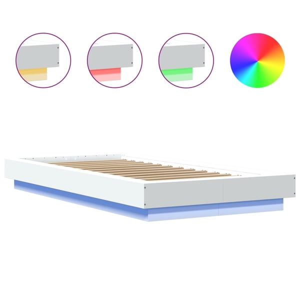 vidaXL Sengeramme med LED-lys hvit 90x190 cm konstruert tre