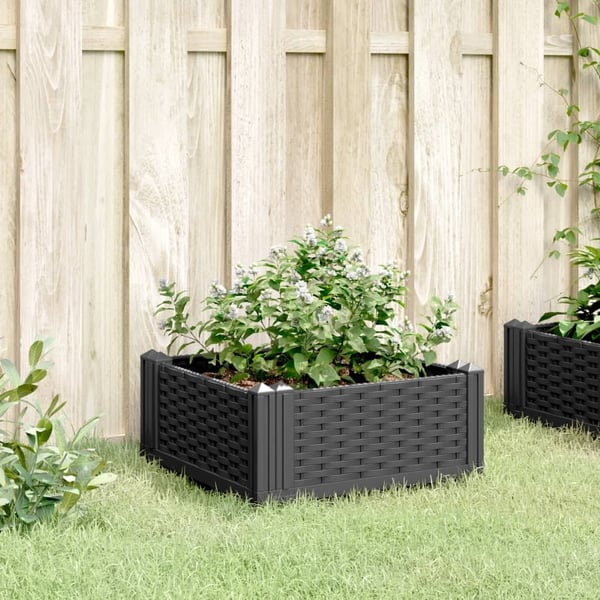 vidaXL Plantekasse med plugger svart 42,5x42,5x28,5 cm PP