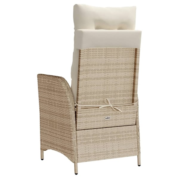 vidaXL havestol med lænefunktion og fodstøtte polyrattan beige