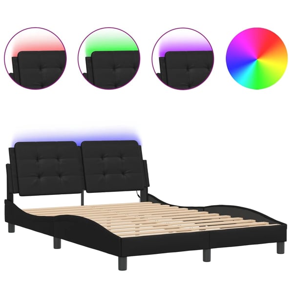 vidaXL sengeramme med LED uden madras Zadar 140x200 cm sort