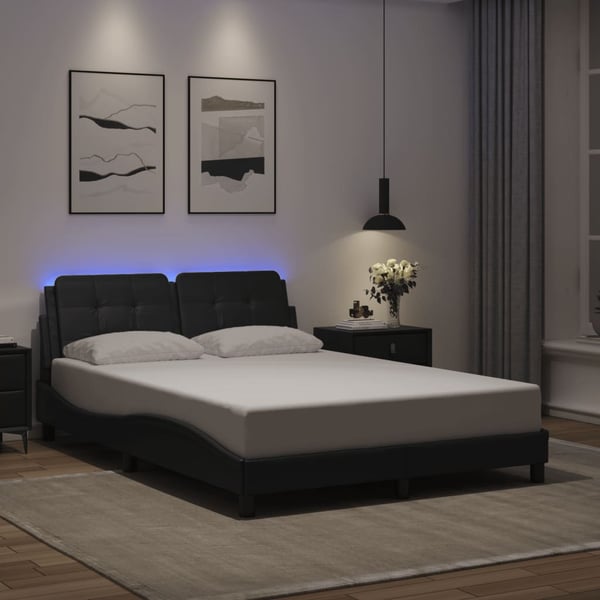 vidaXL sengeramme med LED uden madras Zadar 140x200 cm sort