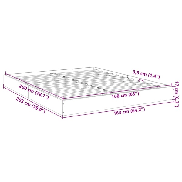 vidaXL Sengeramme uten madrass sonoma eik 160x200 cm konstruert tre