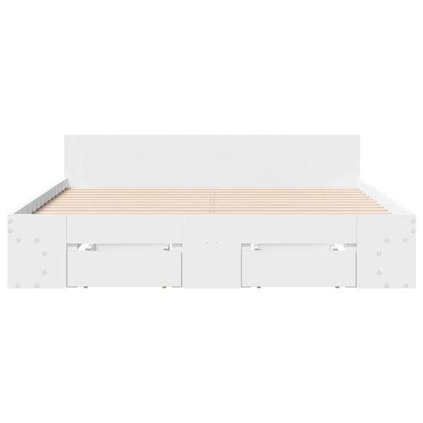 vidaXL Sengeramme med skuffer hvit 120x190 cm konstruert tre