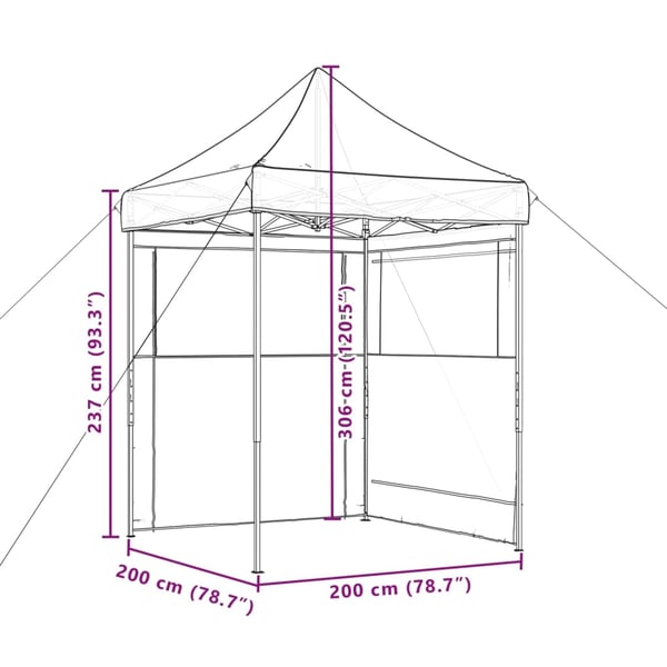 vidaXL foldbart pop-up festtelt med 2 sidevægge sort