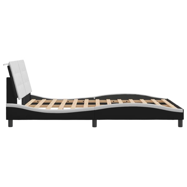 vidaXL Bed Frame with LED without Mattress "Zadar" Black and White 140x200 cm