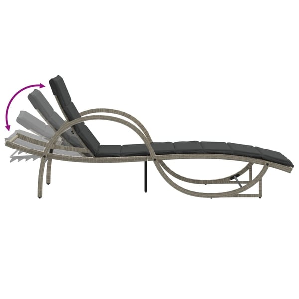 vidaXL liggestol med hynde 60x199x42 cm polyrattan lysegrå