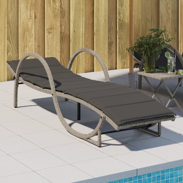 vidaXL liggestol med hynde 60x199x42 cm polyrattan lysegrå