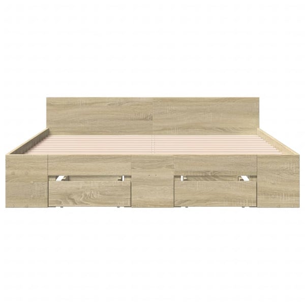 vidaXL sengeramme med skuffer 120x200 cm konstrueret træ sonoma-eg