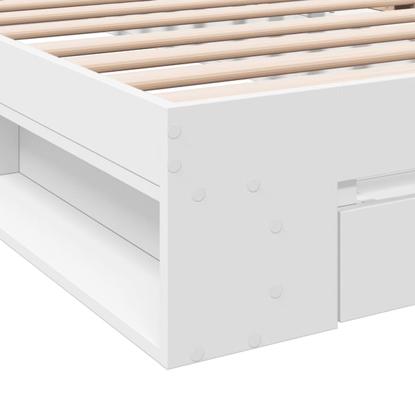 vidaXL sengeramme med skuffe 90x200 cm konstrueret træ hvid