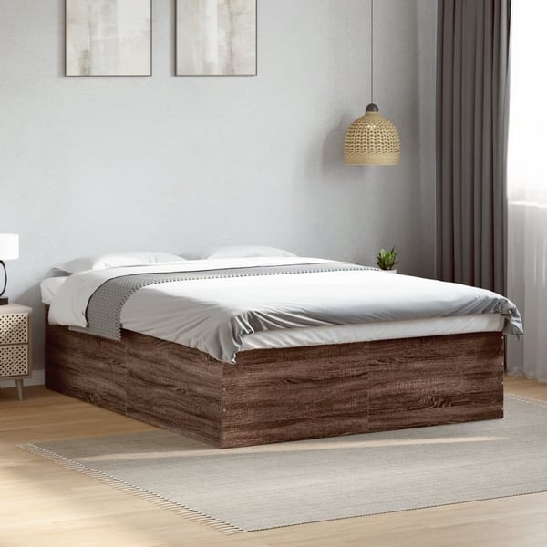 vidaXL sengestel 150x200 cm konstrueret træ brun eg