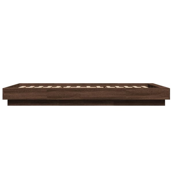vidaXL Sengeramme med LED-lys brun eik 90x200 cm konstruert tre