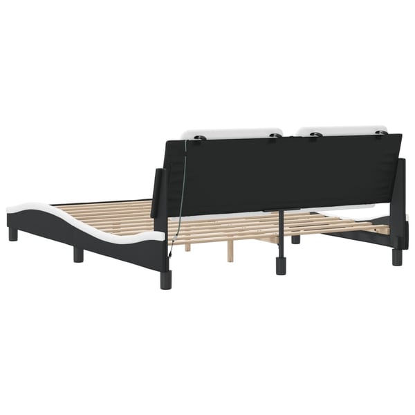 vidaXL sengeramme med LED uden madras Zadar 160x200 cm hvid og sort