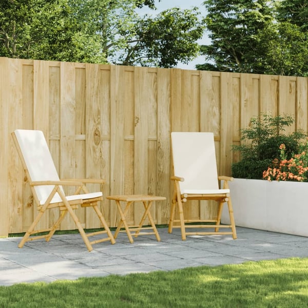 vidaXL positionsstole 2 stk. med hynder foldbar bambus