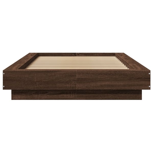 vidaXL Sengeramme med LED-lys brun eik 100x200 cm konstruert tre