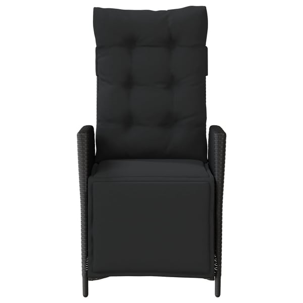 vidaXL havestole 2 stk. med lænefunktion og fodstøtte polyrattan sort