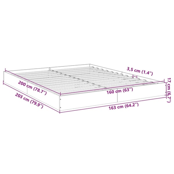 vidaXL sengeramme uden madras 160x200 cm konstrueret træ røget eg