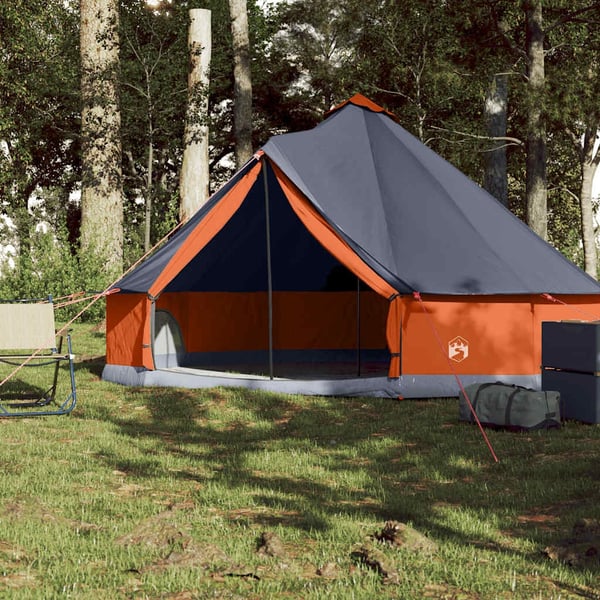 vidaXL Familietelt tipi for 6 personer grå og oransje vanntett