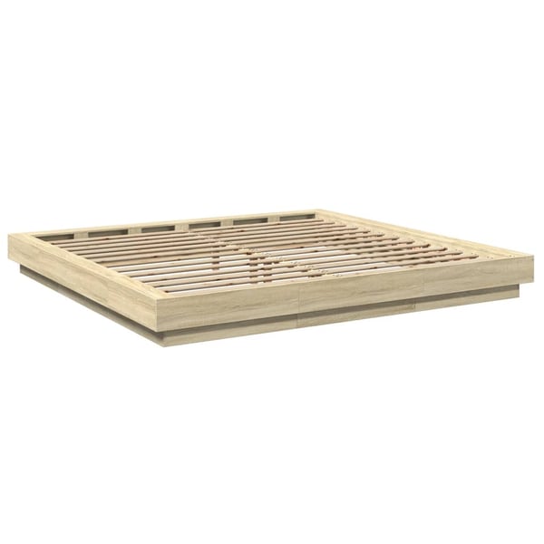 vidaXL Sengeramme med LED-lys sonoma eik 180x200 cm konstruert tre